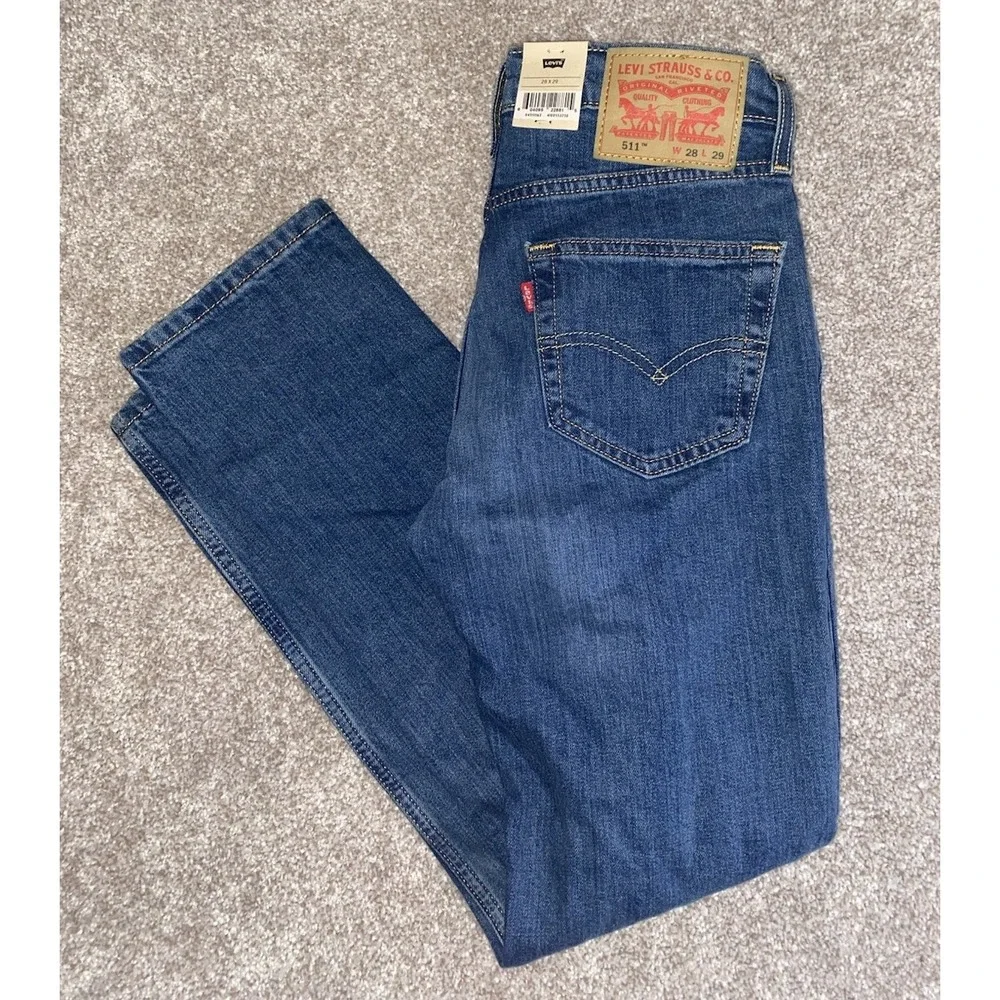 Levi's 511 Slim Fit Stretch Jeans Blue Denim Mens 28x29 Western Work Casual Camo